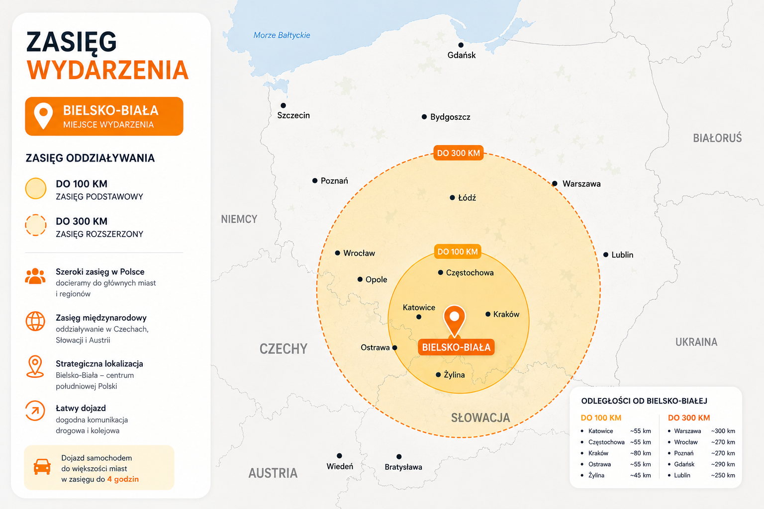 Mapa zasięgu wydarzenia